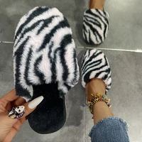 women home slippers with faux fur flats heel winter shoes keep warm shoes for woman black basic 36 41
