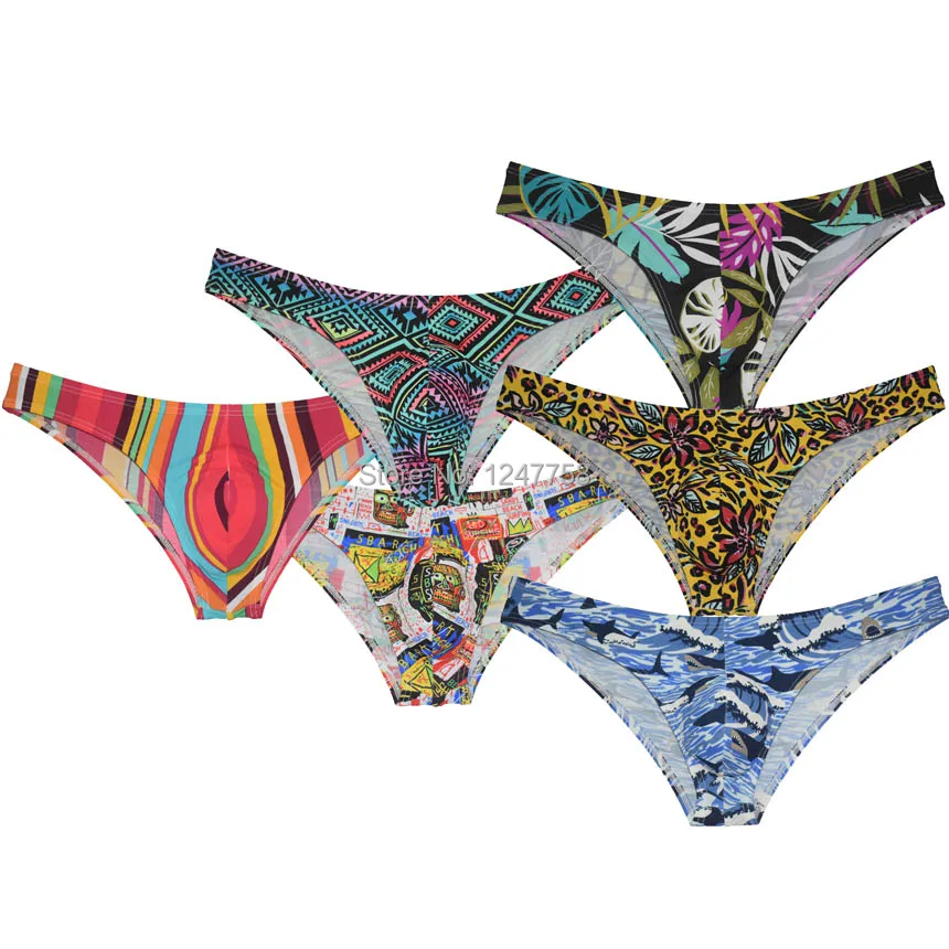 Мужские трусы брифы с принтом зеленые дышащие слипы из нейлона сексуальное