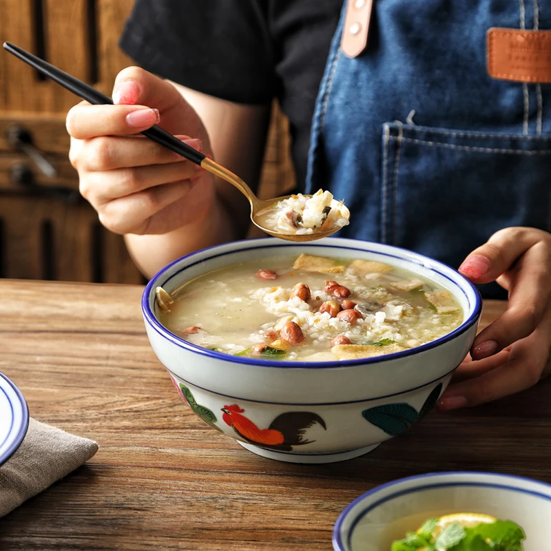 Бесплатная доставка оригинальная керамическая винтажная миска с узором петуха