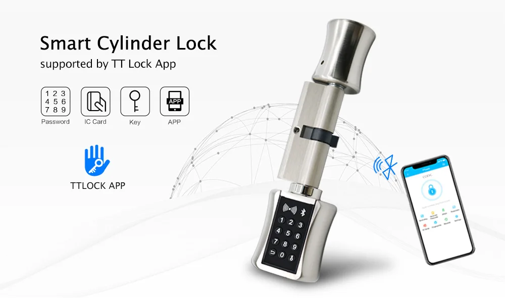 Bluetooth умный цилиндрический замок wifi электронный дверной замок цифровое приложение клавиатура код RFID карта без ключа замок с TTLock APP