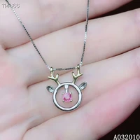 kjjeaxcmy fine jewelry 925 sterling silver inlaid natural pink sapphire popular deer girl new pendant necklace support test