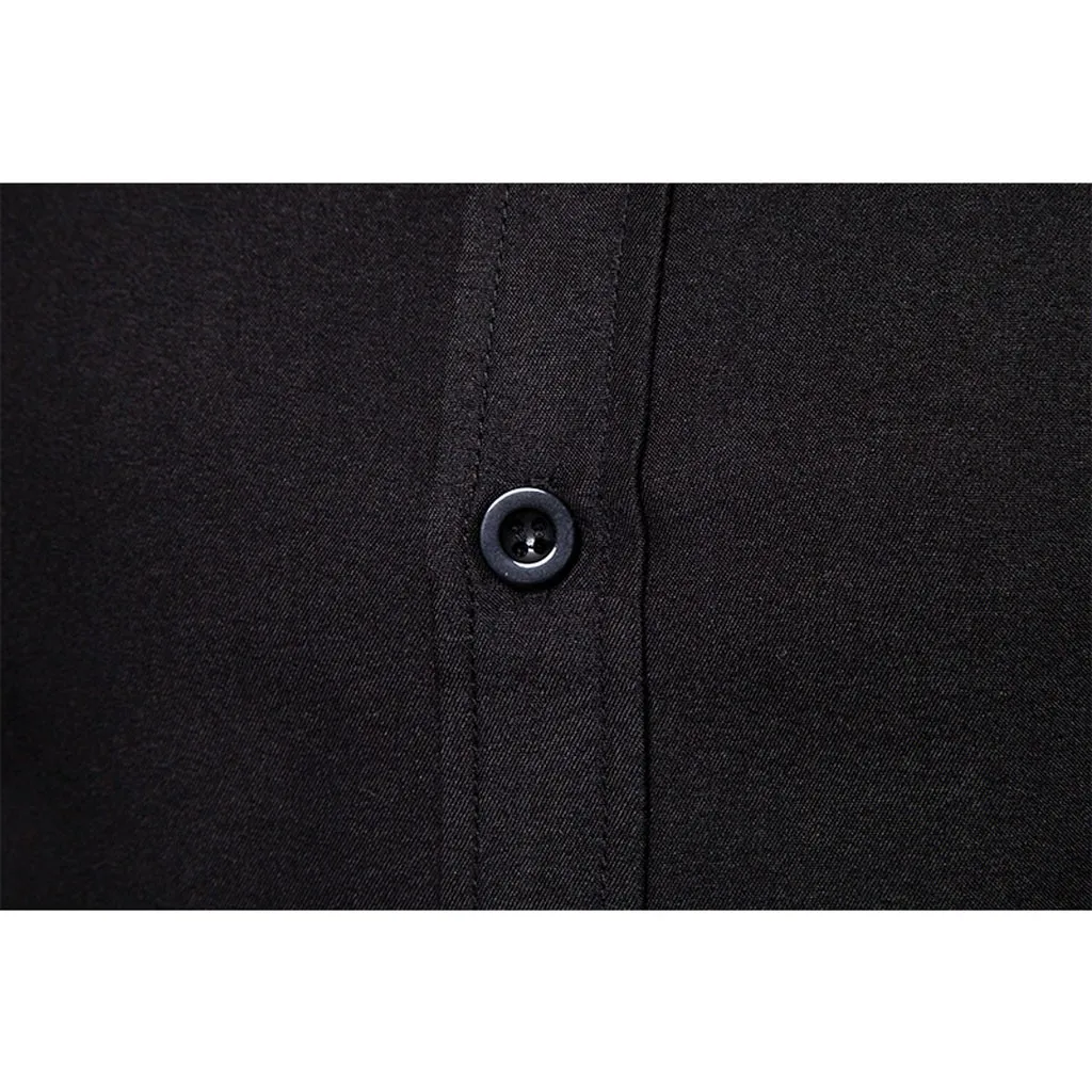 Men's Casual Button Turn-Down Collar Slim Fit Long Sleeve Top Shirt Blouse Solid Color Men Business 8.12 | Мужская одежда