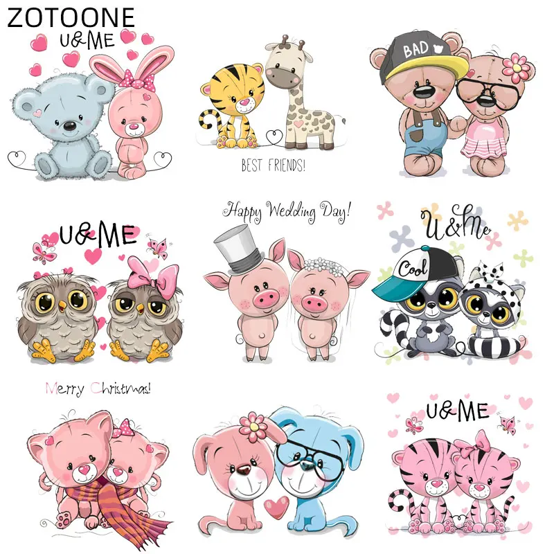 ZOTOONE Симпатичные нашивки в виде животных для детей кота медведя приклеивающиеся