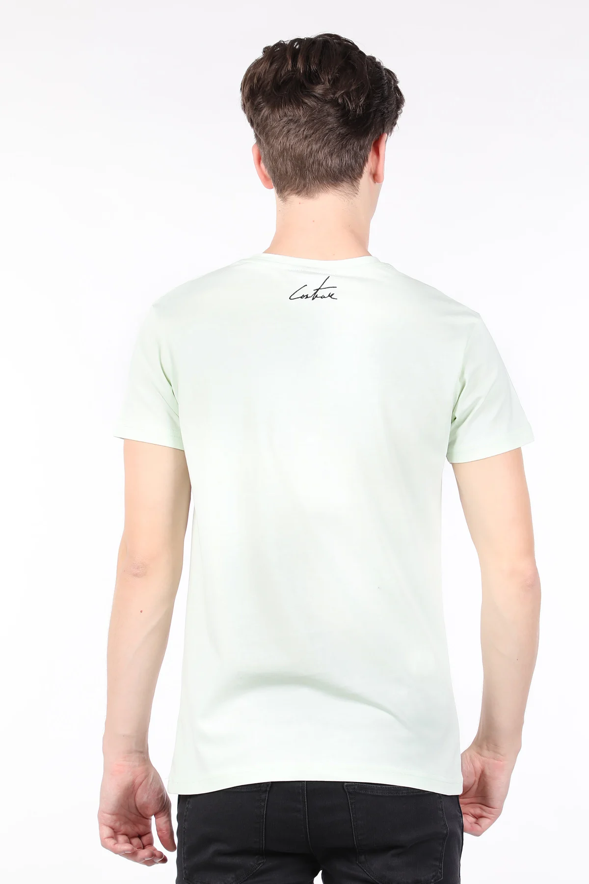 

Mens Mint Green Couture Printed Crew Neck T-shirt