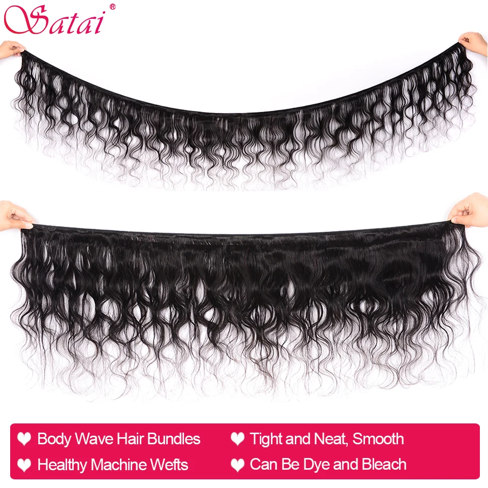 Satai волосы перуанские волнистые человеческие пучки с закрытием натуральный цвет