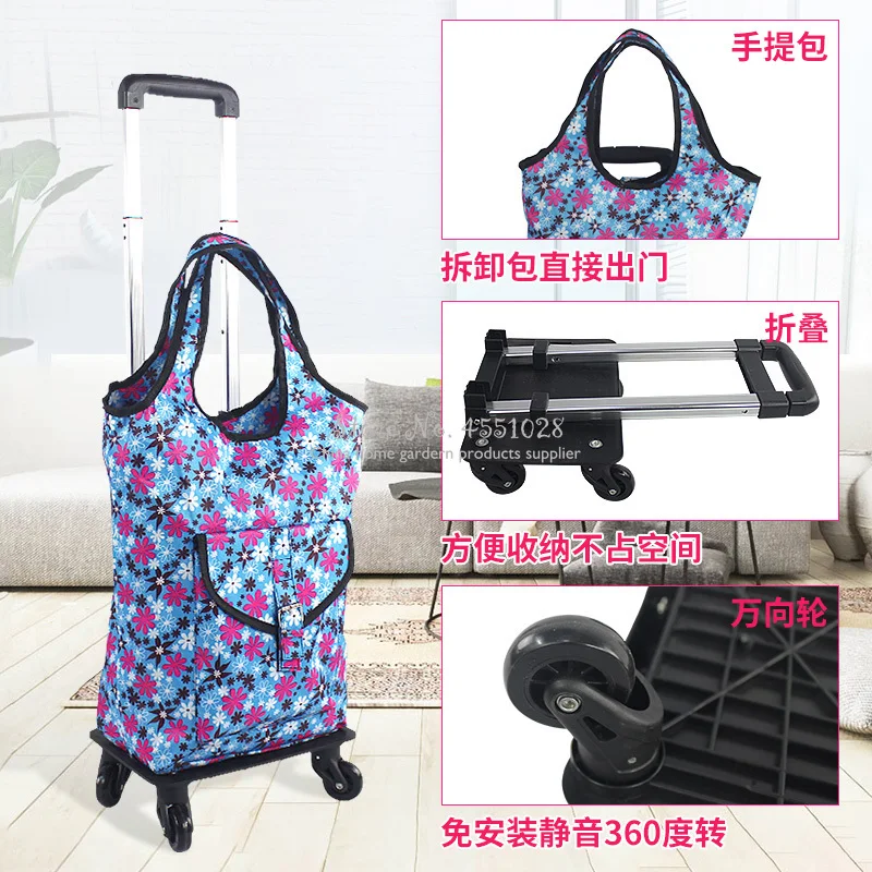 Съемная телескопическая складная продуктовая тележка сумка из алюминиевого