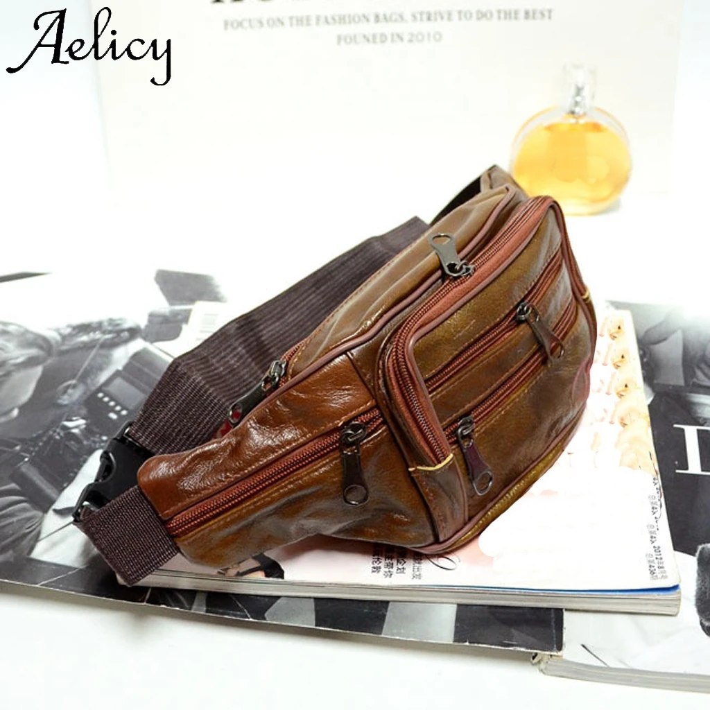 Мужская модная сумка однотонная кожаная через плечо водонепроницаемая