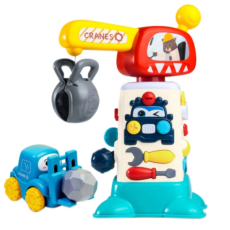 

Multifunctional Crane Toy Tech Engineering Vehicle Mobile Crane Toy Puzzle Machine Engineering Vehicle Music Toy for Kid