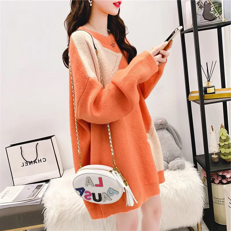 Свитер женский трикотажный из полиэстера для ранней весны свободный | Женская