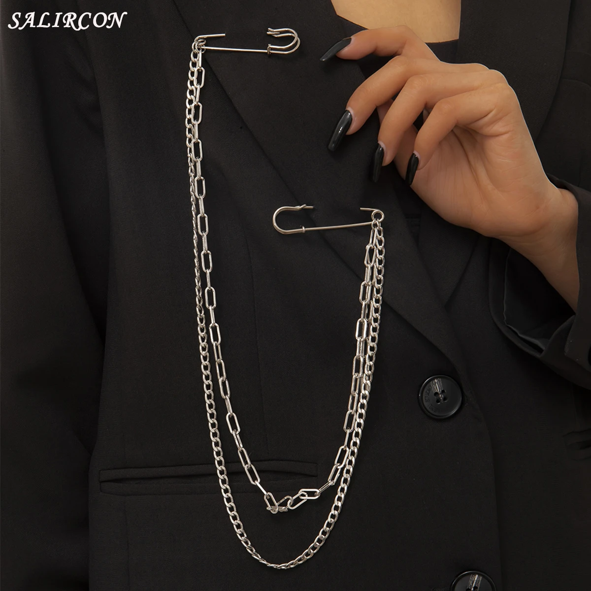 Готическая многослойная цепочка значки на лацкан металлическая безопасная