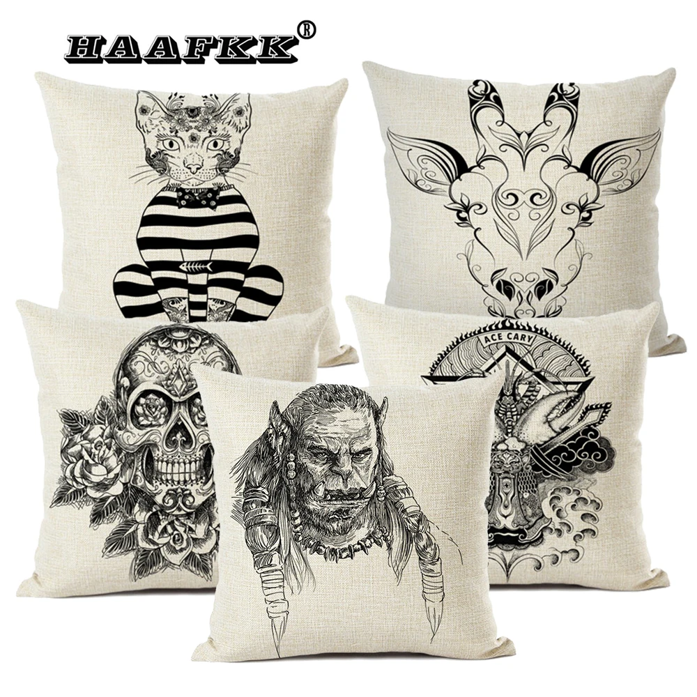 Интересная наволочка из серии животных 45x45 см льняная подушка для гостиной 55x45 |