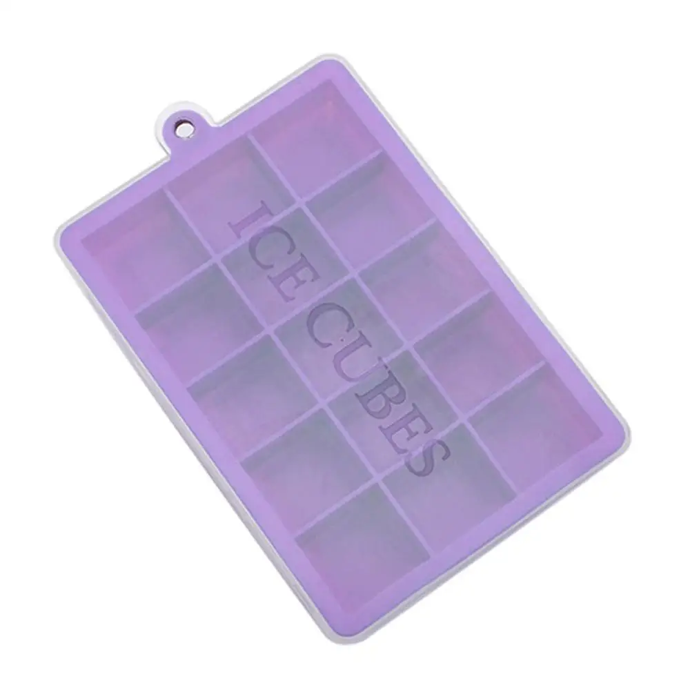 15-Grid Purple 15/24 сетка силиконовая форма для льда лоток с крышкой, нескользящий лед Tong, льда производитель кубиков фруктового льда, аксессуары для кухни с барной стойкой - Цвет: 15-Grid Purple