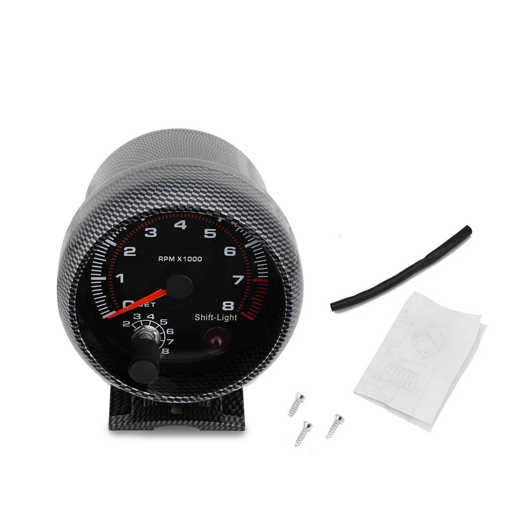 Тахометр 3 75 дюйма 80 мм гоночный автомобиль 0 8000 об/мин датчик из углеродного