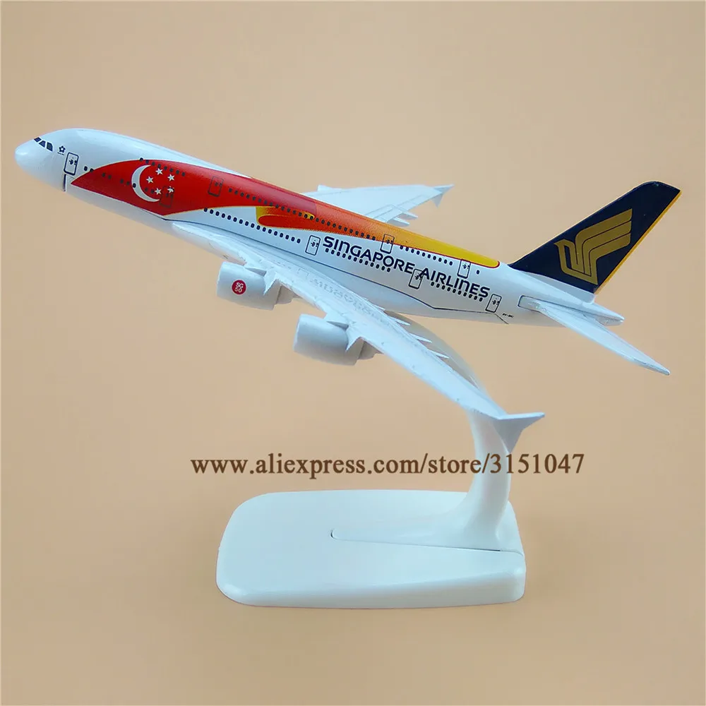 16 см модель самолета из металлического сплава с флагом авиакомпании Singapore Airlines A380