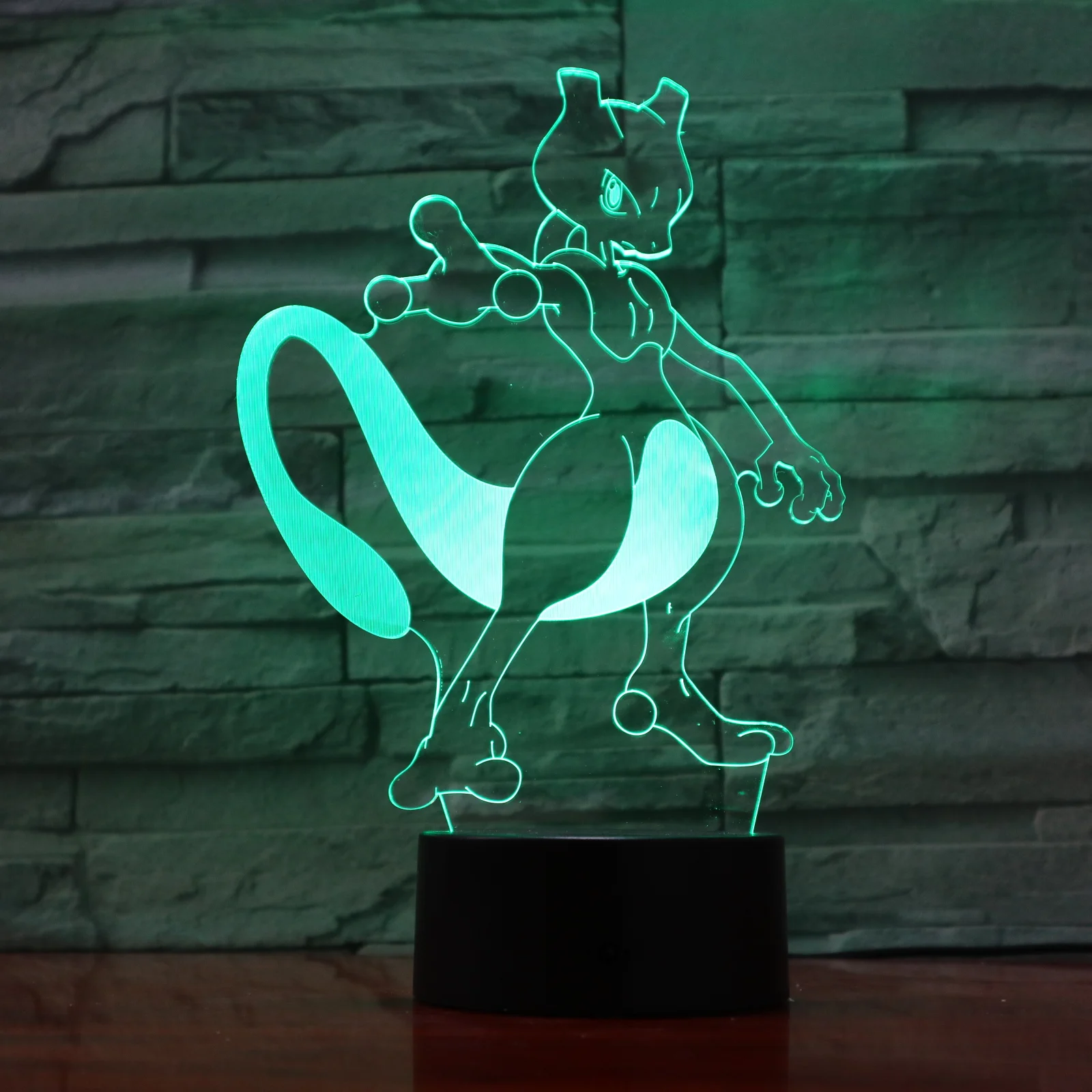 3D лампа Pokemon Mewtwo 7 цветов светодиодные лампы для детей сенсорный USB стол детский