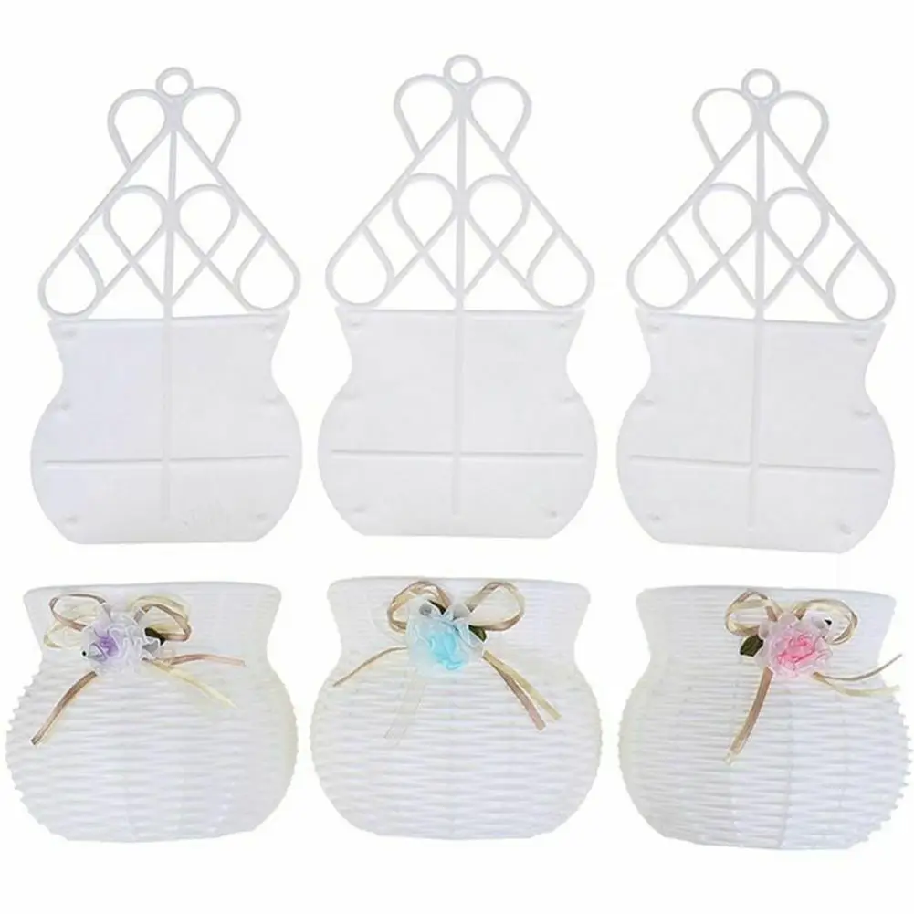 

DIY Plastic Wall Hanging Flower Basket Semicircular Bedroom Handmade Balcony Vase Decoration Wall G5Y4