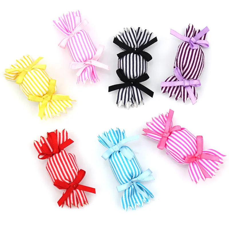 21Pcs 2*6cm Cloth Art Candy Handmade Padded Appliques for Baby Headwear Crafts Decoration Accessories Wholesale