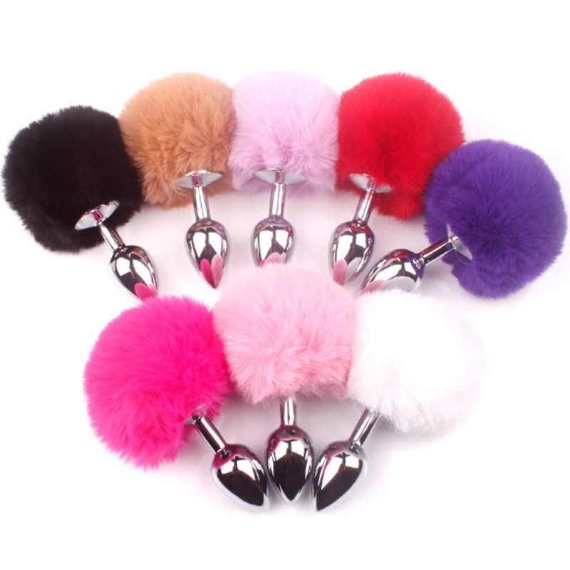 Анальная пробка маленького размера металлический хвост кролик из нержавеющей