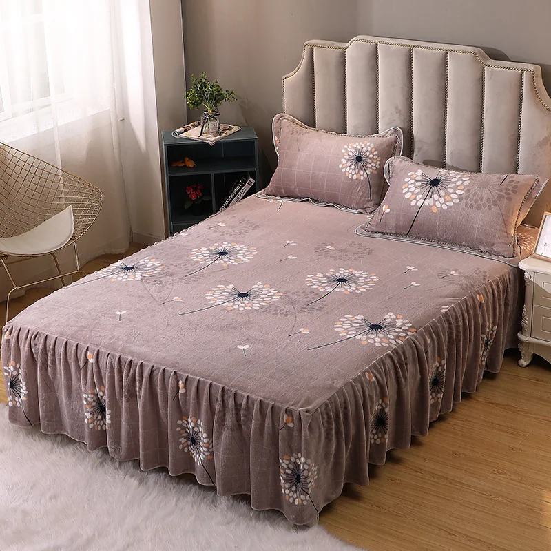 Роскошный мягкий теплый флисовый комплект для кровати с эластичными оборками и