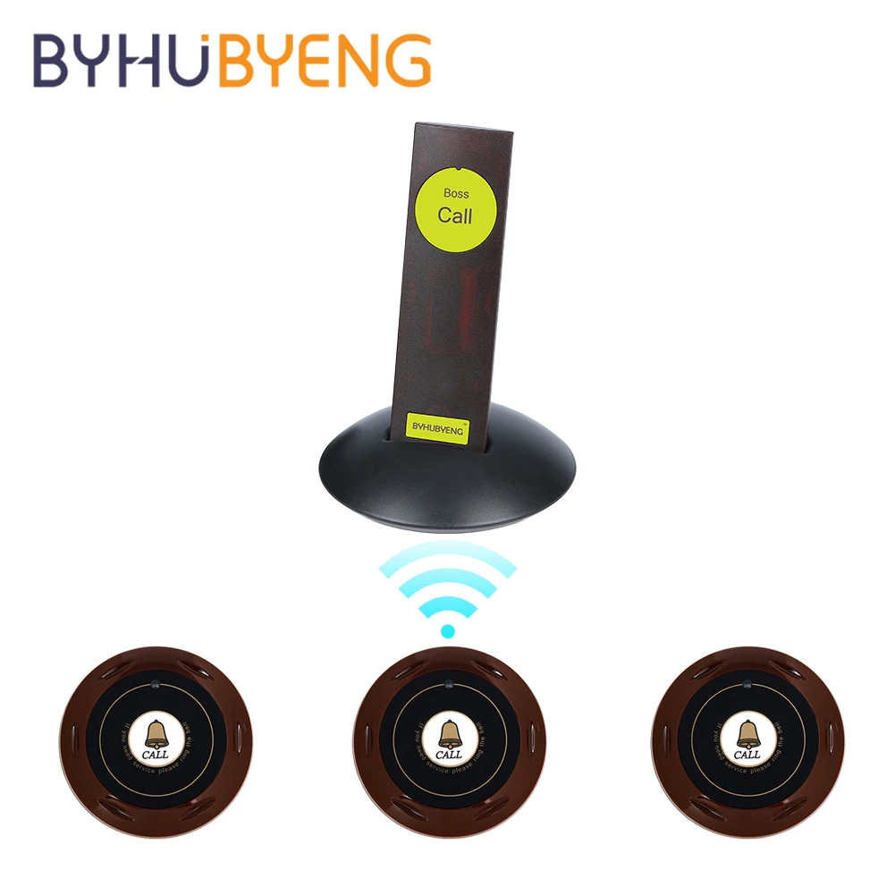

BYHUBYENG Office Bell Remind 3 Call 1 Pager for Boss Staff Tables Restaurant Customer System Restore Waiter Buzzers Reception