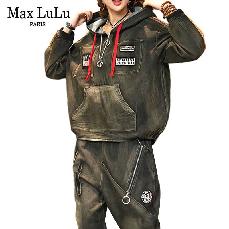 Осень 2019 корейская модная одежда Max LuLu Женские топы и брюки в стиле панк женские