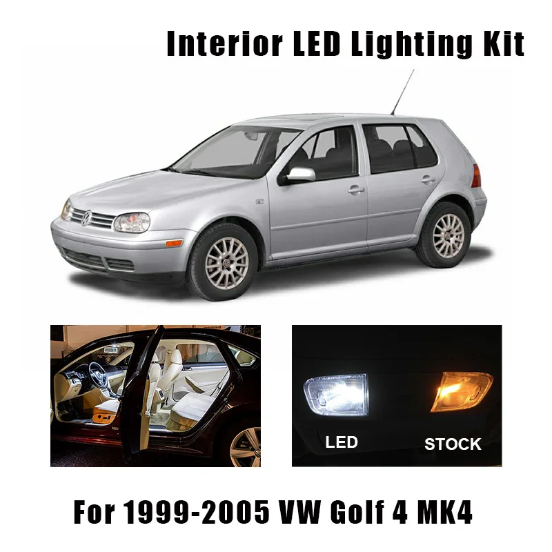 

Комплект из 14 светодиодных ламп Canbus для салона автомобиля, подходит для 1999-2005 Volkswagen VW Golf 4 GTI MK4, купольная лампа для багажника