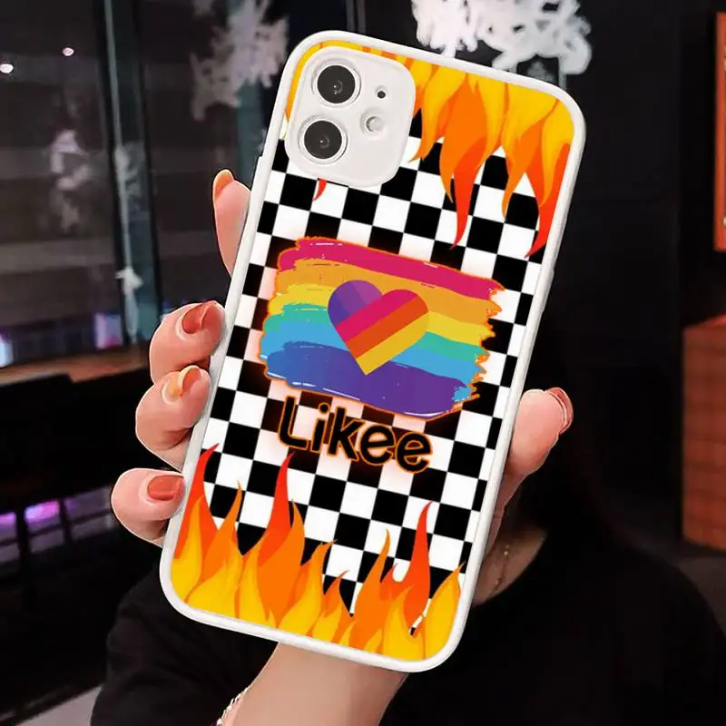 

Likee cat bear love heart checkerboard Phone Case Matte Transparent for iPhone 7 8 11 12 s mini pro X XS XR MAX Plus cover funda