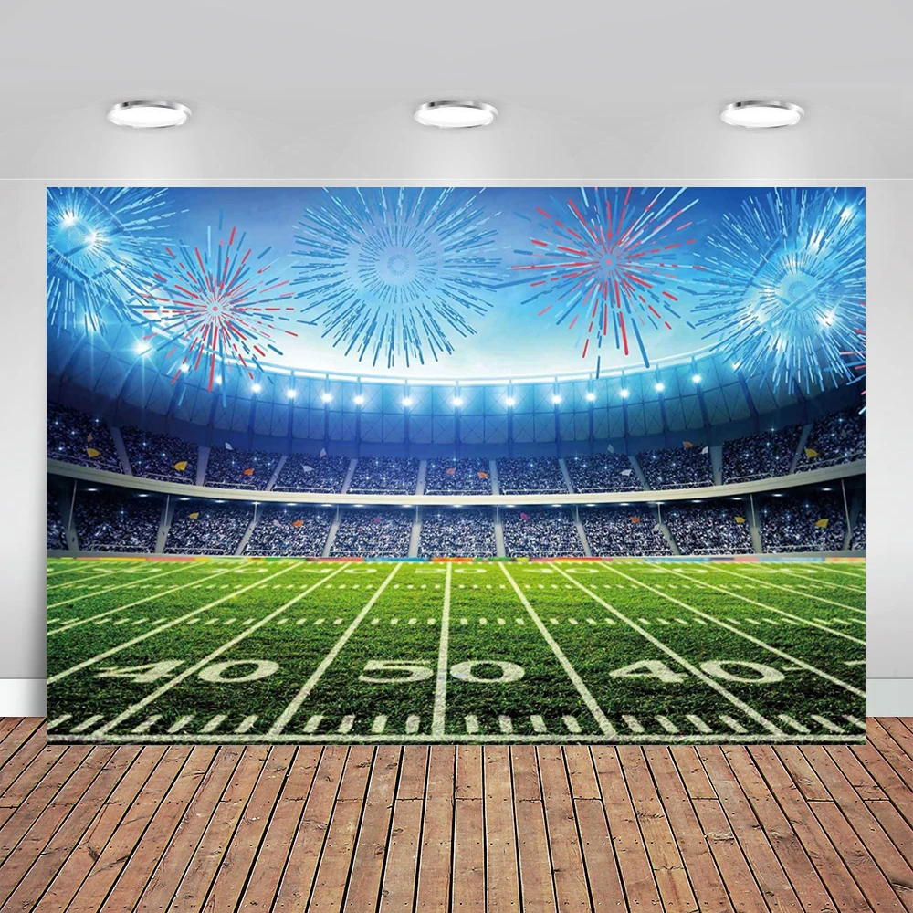 

Фон для фотосъемки с изображением футбольного поля вечерние НКИ ночного прожектора фейерверка Декорации для дня рождения ребенка вечеринк...