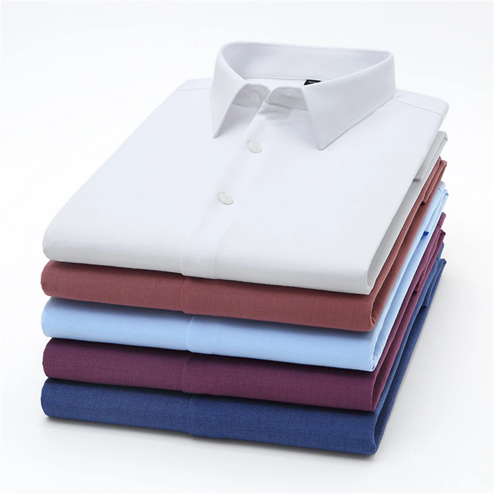 

High Quality Luxury Shirt Men Short Sleeve Office Working Clothing Solid Color Elegant Smart Business Shirts 2021 Beach Shirt