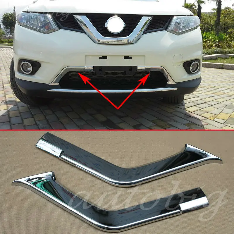 

Chrome Bumper Front Lower Grille Grill Air Cover Trims FOR Nissan X-Trail Rogue T32 2014 2015 2016 Chromium Styling Accessories