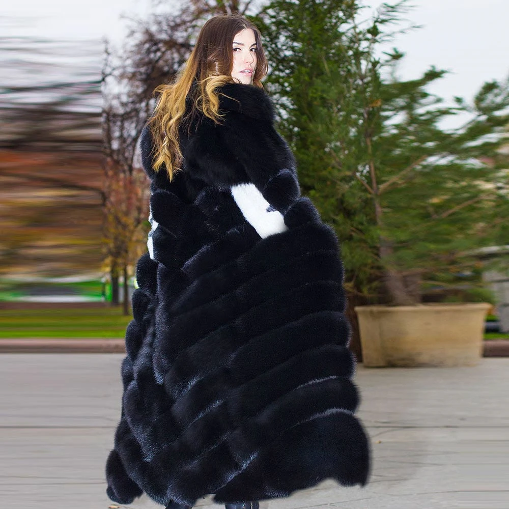 Женский жилет из натурального меха 120 см пальто лисьего новинка 2020 роскошный
