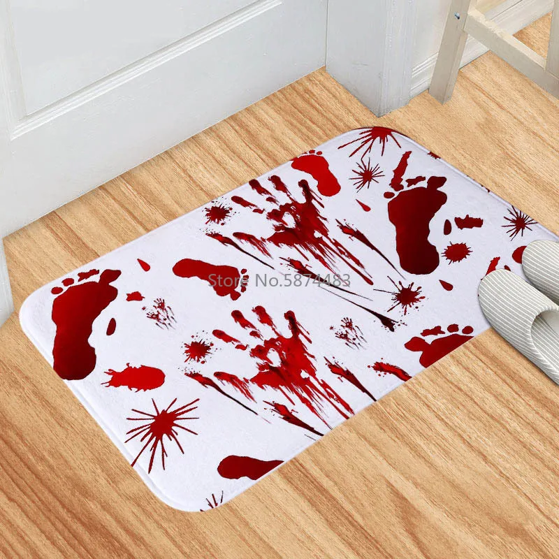 Soft Halloween Style Rug Decoration Blood Footprints Non-slip Mat Bathroom Carpets | Дом и сад