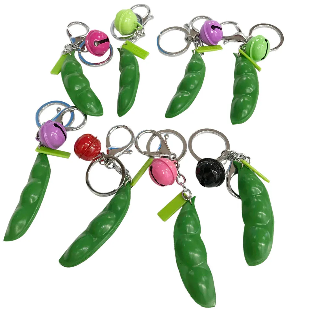 Soybean Toy Keychain Funny Rings Bells Cute Pendant Bag Hanging Decor Relief Toys Women Phone Charms Gift #45 | Инструменты
