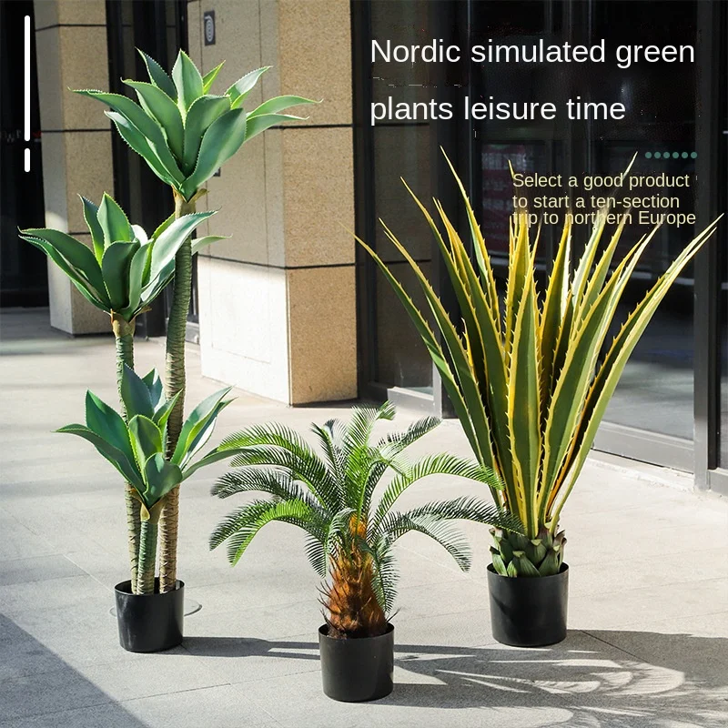 

New Large Artificial Green Plant Turtle Back Leaf Crown Agave Living Room Hotel Restaurant Office Floor Decorative Plant Bonsai
