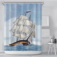 sailboat printing shower curtain waterproof color sailboat painting bathroom decorative curtains with hooks 180180cm