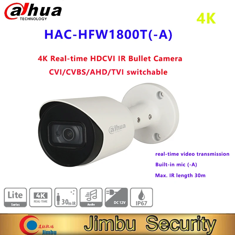 

Камера видеонаблюдения Dahua система 4K в реальном времени HDCVI Bullet camera HAC-HFW1800T-A 8mp Встроенный микрофон Smart IR cctv видеонаблюдение