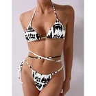 Женский комплект бикини с высоким вырезом и лямкой на шее