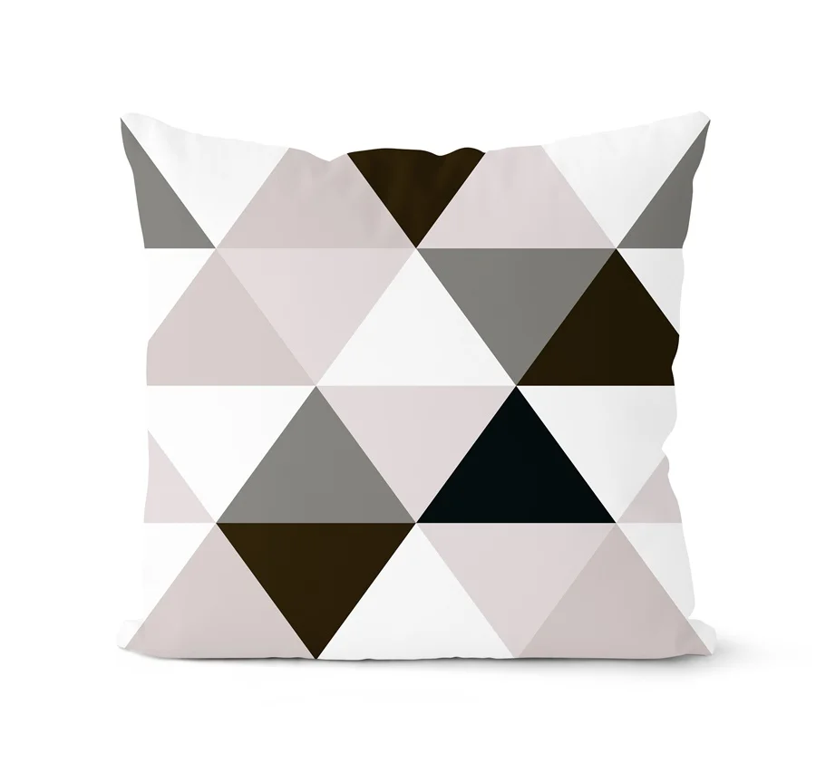 Серый и черный Чехол на подушку 45*45 см полиэфирная Геометрическая Подушка