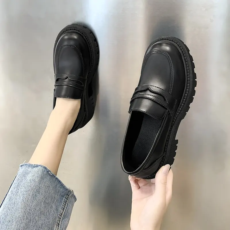

Womens Derby Shoes Autumn Casual Female Sneakers Modis Flats Clogs Platform British Style Shallow Mouth Round Toe Leather Fall 2