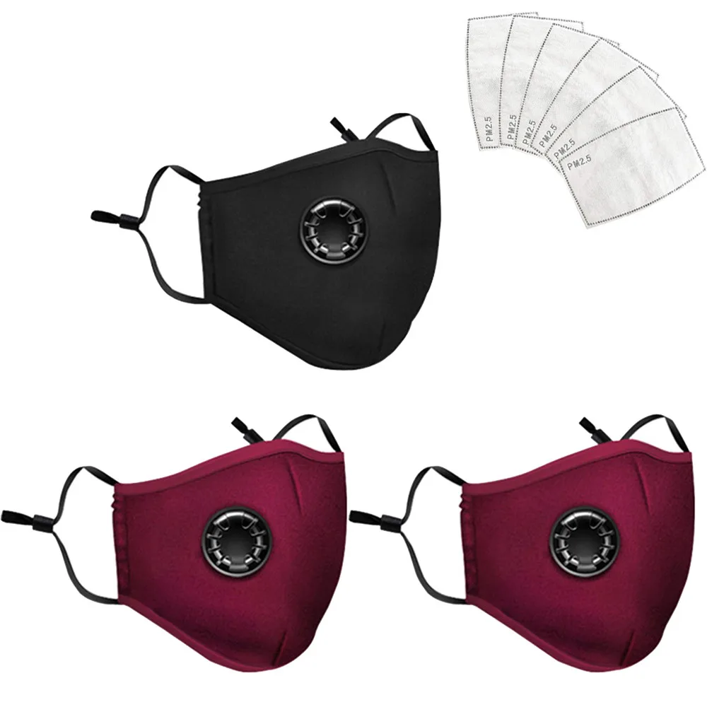 

3pack Reusable Masks With Filters Men Women Adult Face Masks Reusable Dustproof Mask Pm2.5 Windproof Foggy Haze Respirator
