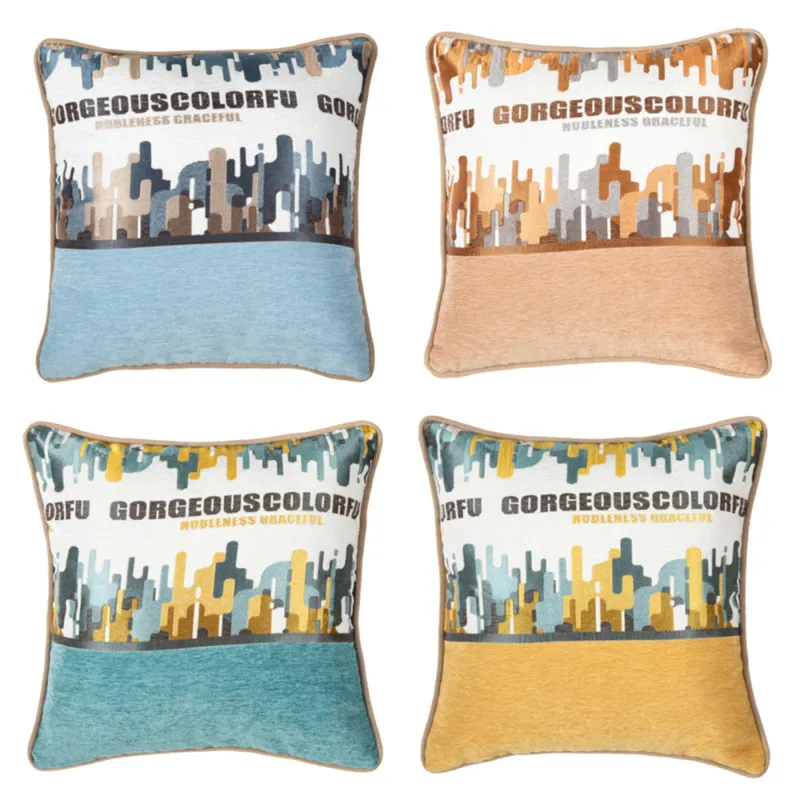 

Patchwork Castle Chenille Cushion Cover 45*45cm Throw Pillowcase Home Sofa Car Pillow Case Housse De Coussin Decorative Pillows