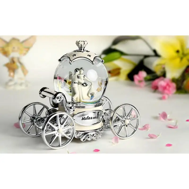 

Resin Princess Crystal Ball Music Box With Speaker Colorful Led Rotating Christmas Gift Spinning Crafts Desktop Decoration