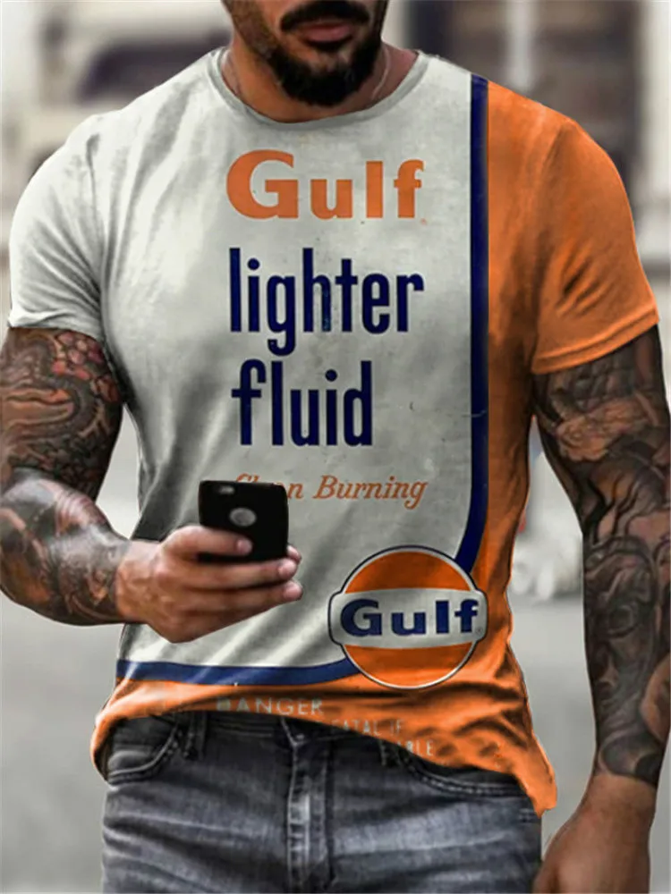 

2021 Men's Summer New Gulf 3d Tees Round Neck Short Sleeve Loose Personality T-shirt Printed Pattern Casual Short T shirt Tops