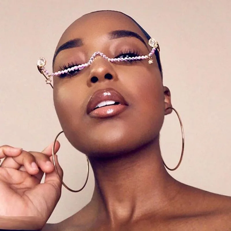 

2020 New Rhinestone Glasses Frame For Women EyeGlasses Alloy Luxury Diamond Decoration Fake Glasses Frame No Lens Eyeglasses