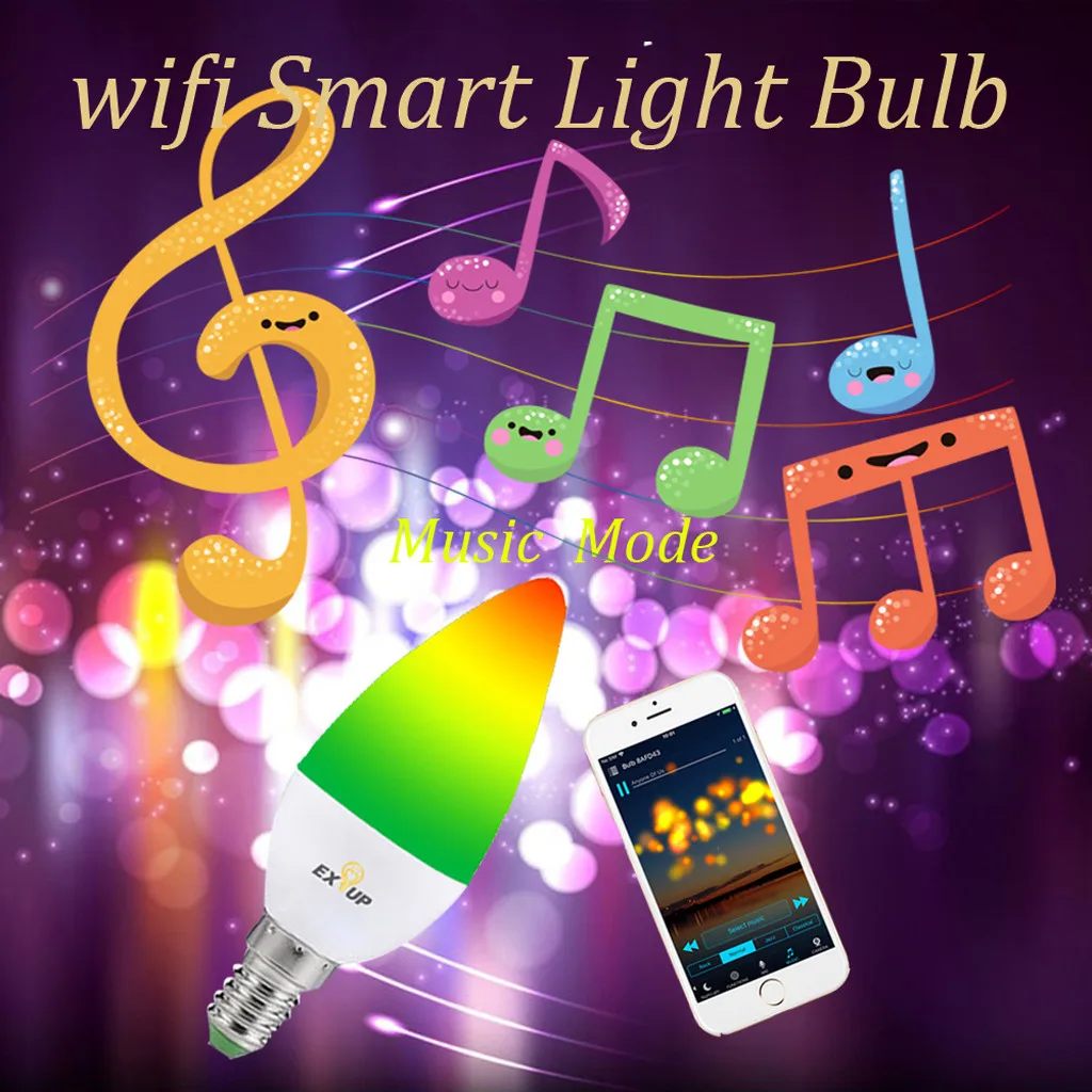 Умная WiFi Светодиодная лампа RGBColor Changing совместима с Amazon Alexa и Google Home Assistant E14 2 28 |