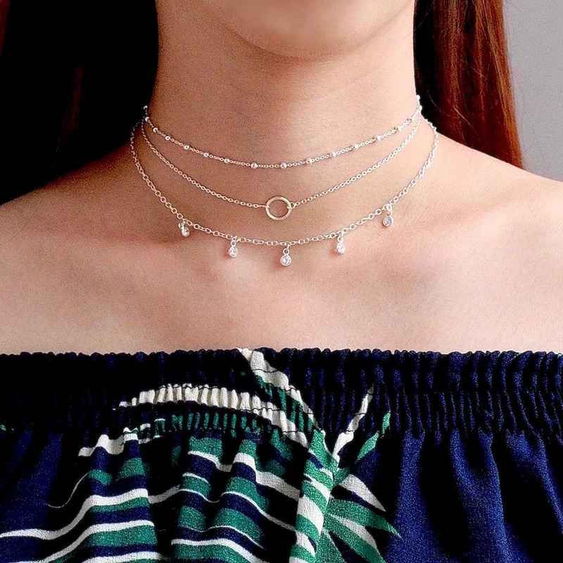 

925 Sterling Silver Chain Clavicle Chain Circle Pendant Necklace For Women Fashion Round Necklaces Trendy Jewelry Gift