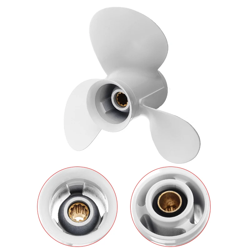 

9 7/8 x 11 1/4 Boat Outboard Propeller Aluminium alloy 664-45947-01-EL For Yamaha 20-30HP White 10 Spline Tooth 3 Blades