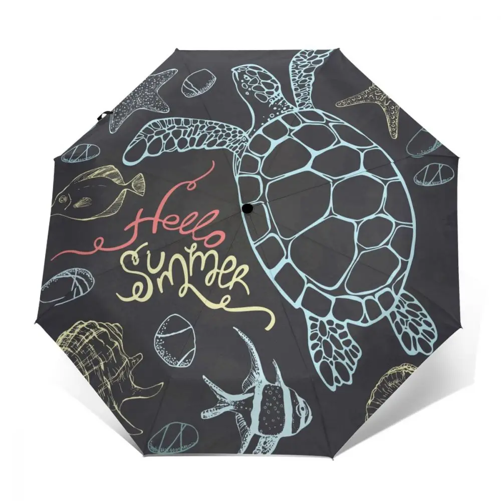 

Ветроустойчивый полностью автоматический зонт, морская черепаха, животные, дождь, 3 складных зонта, дорожный автомобильный зонт