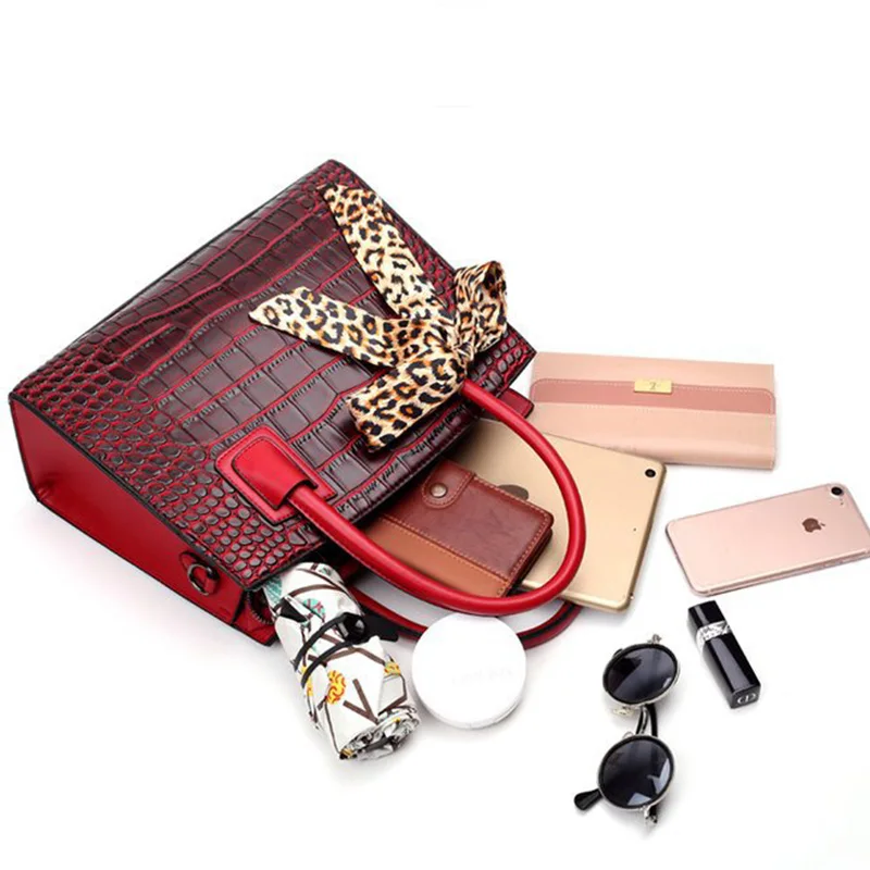 Искусственная кожа PU крокодиловая печать сумки кошелек модная сумка через плечо