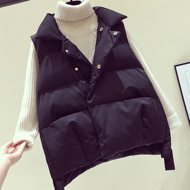 Style 2-Black 2 Осень-зима, женский жилет, жилет на пуговицах с карманами, теплые жилеты для женщин, отложной воротник, без рукавов, женская повседневная куртка, пальто - Цвет: Style 2-Black 2